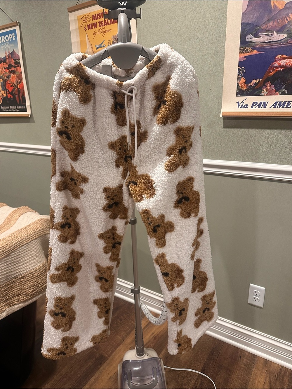Cozy Bear Print Pajama Pants - Size Small